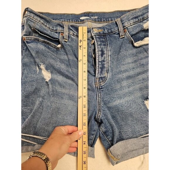 Old Navy Shorts Womens 14 Sky Hi Extra High Rise Distressed Button Fly Denim - Picture 4 of 7